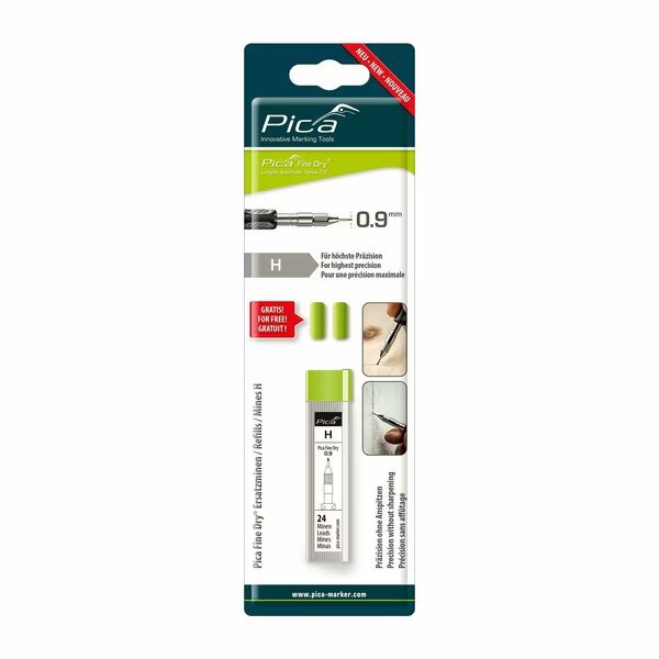 Fine Dry Set of 24 H graphite Refill Leads for fine markings, 24PK, Pica, Mfr#: 7050/SB